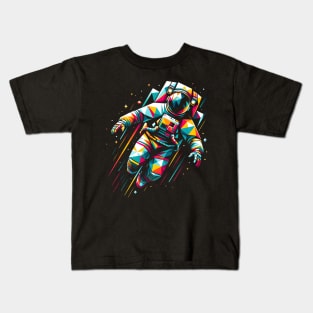 Cosmic Geometry - Astronaut in Abstract Space Kids T-Shirt